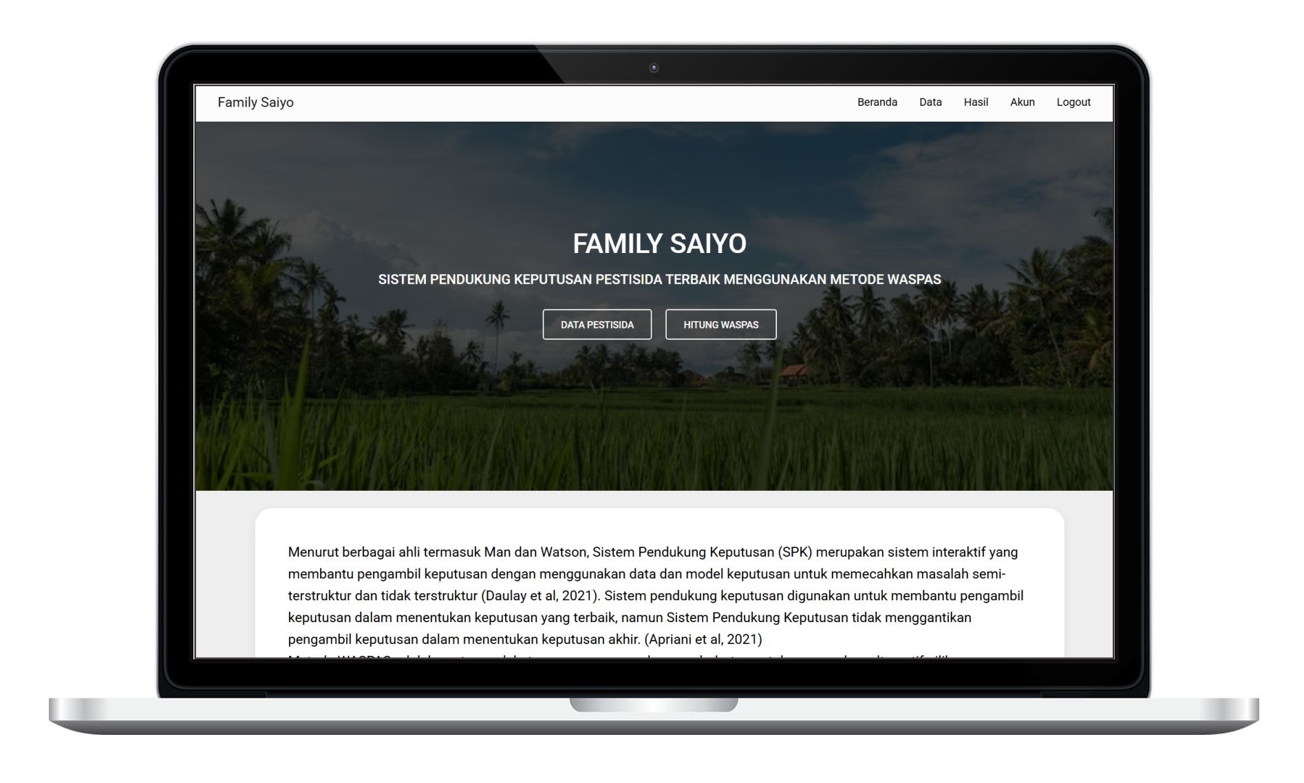 WASPAS Pesticides Selection Screenshot
